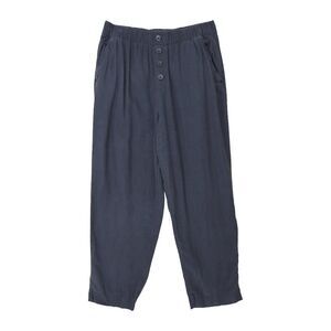 Charcoal Grey Linen Blend Loft Drawstring High Rise Pants M Beachy Comfy